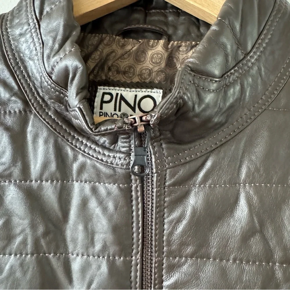 Pino by Pinoporte Dino Lambskin Leather Quilted Bomber Jacket - Dark Brown